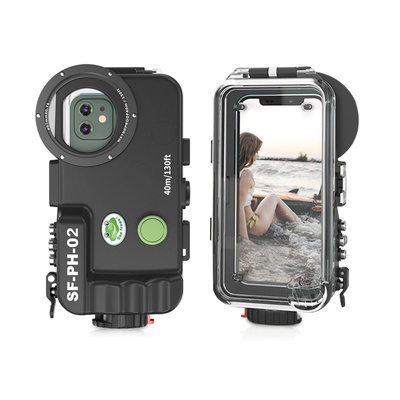 Seafrogs [40m/130ft] Underwater Scuba Housing Waterproof Diving Case for iPhone 13/12, 13/12 Pro, 13/12 Pro Max, 12/13 Mini,Access Camera Controls, Vacuum System- Sea Frogs SF-PH-02