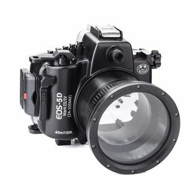 SeaFrogs 40M/130ft Waterproof Housing Underwater Case for Canon 5D III Mark IV 5D3 5D4 with EF 24-105mm f/4L Lens, w/Vacuum System Port- Upgrade Version