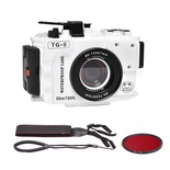SeaFrogs [60m/195ft] Professional Underwater Camera Scuba Case Waterproof Diving Housing for Olympus Tough TG-6 tg6, w/Inbuilt Leak Detection Sensor, Vacuum Pump Interface - White