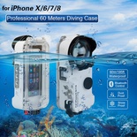 Seafrogs 60m 195ft 4.7 inches Bluetooth Waterproof Housing Diving Phone Case Cover Bag For iPhone X,6,7,8-White