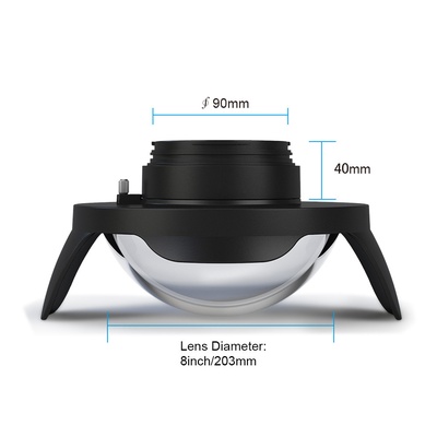 Seafrogs WA006-B Optical Glass 40M/130FT  8" inch wide angle dome port for underwater camera case (φ 90mm* L 40mm)