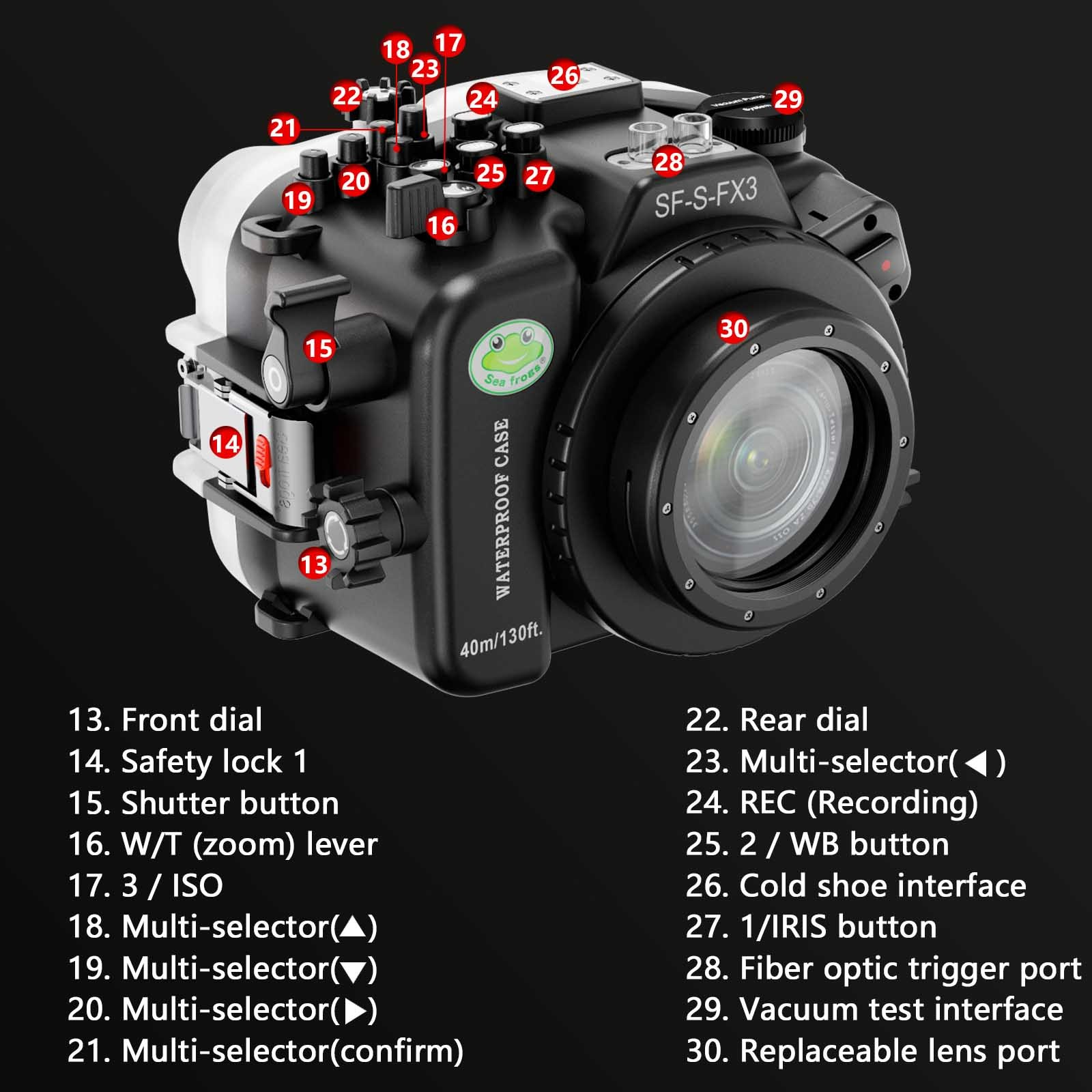 Seafrogs Underwater Housing Compatible With Sony A6000/A6300/A6500 60m/195ft Waterproof Camera
